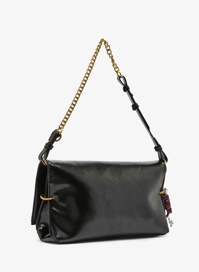 ELLA East-To-West Slouch Shoulder Bag With Chain